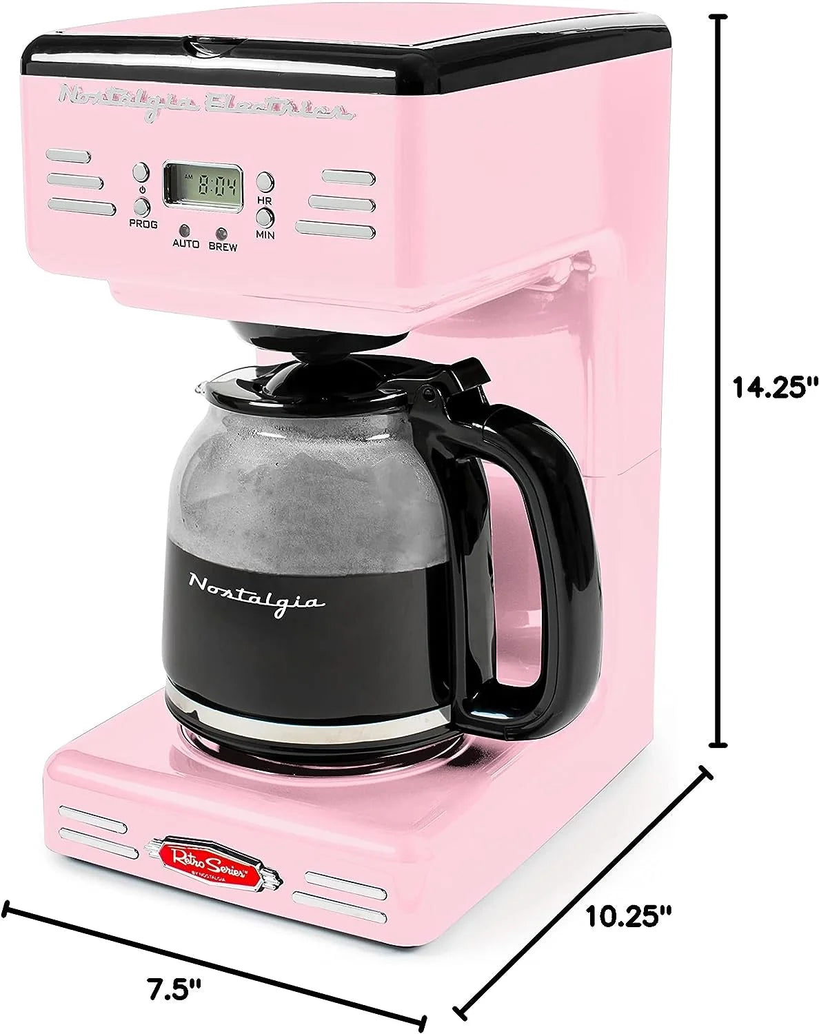 Red 12-Cup Programmable Retro Coffee Maker V466