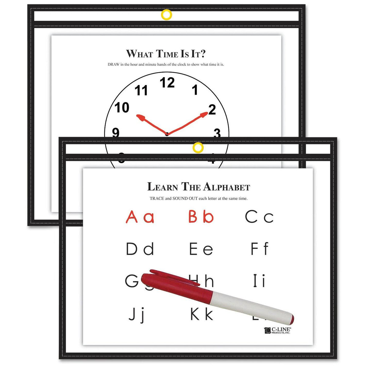 9 x 12 Black Dry Erase Pockets O158