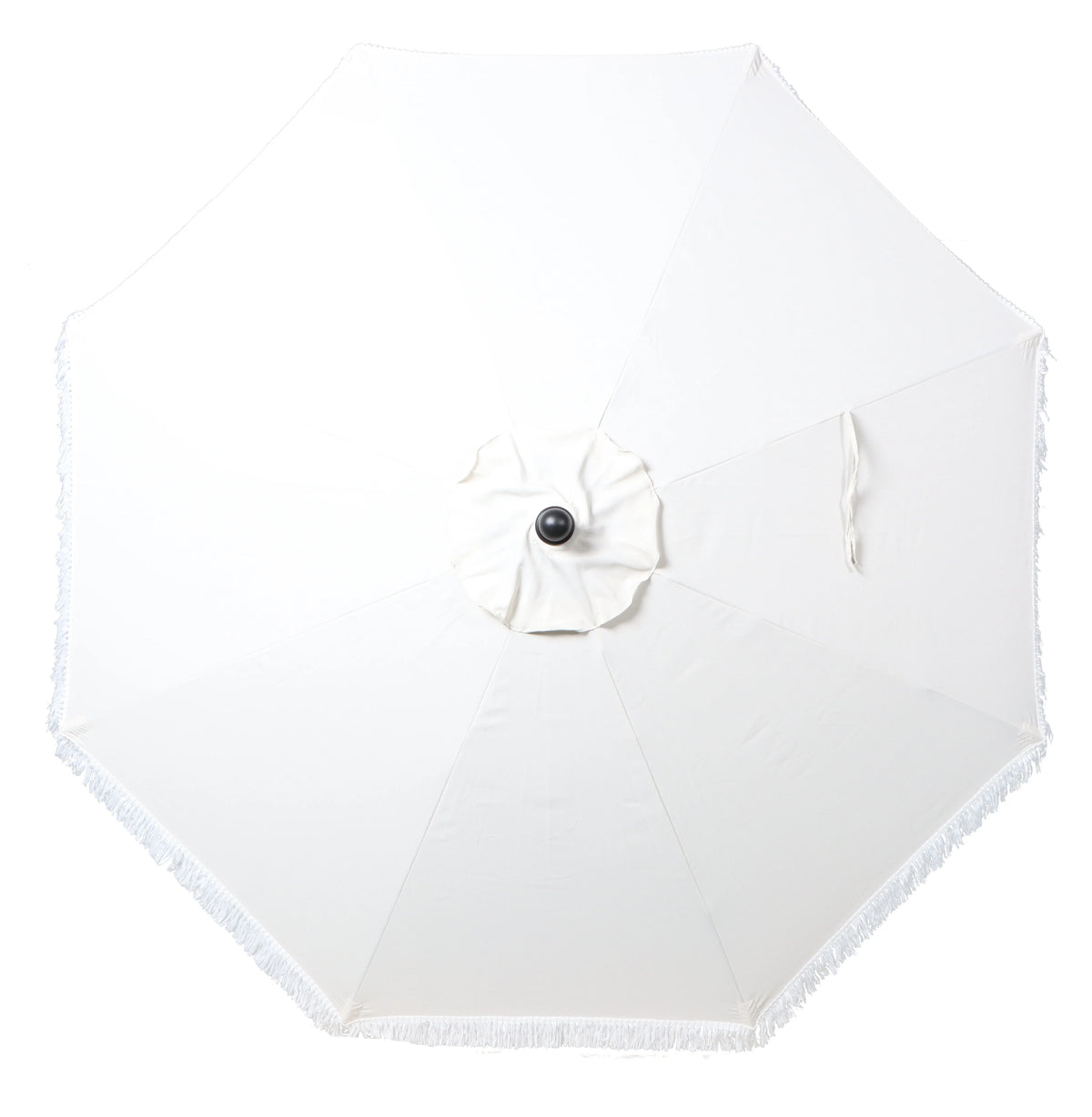 9' Cream Fringe Round Crank Patio Umbrella L5865