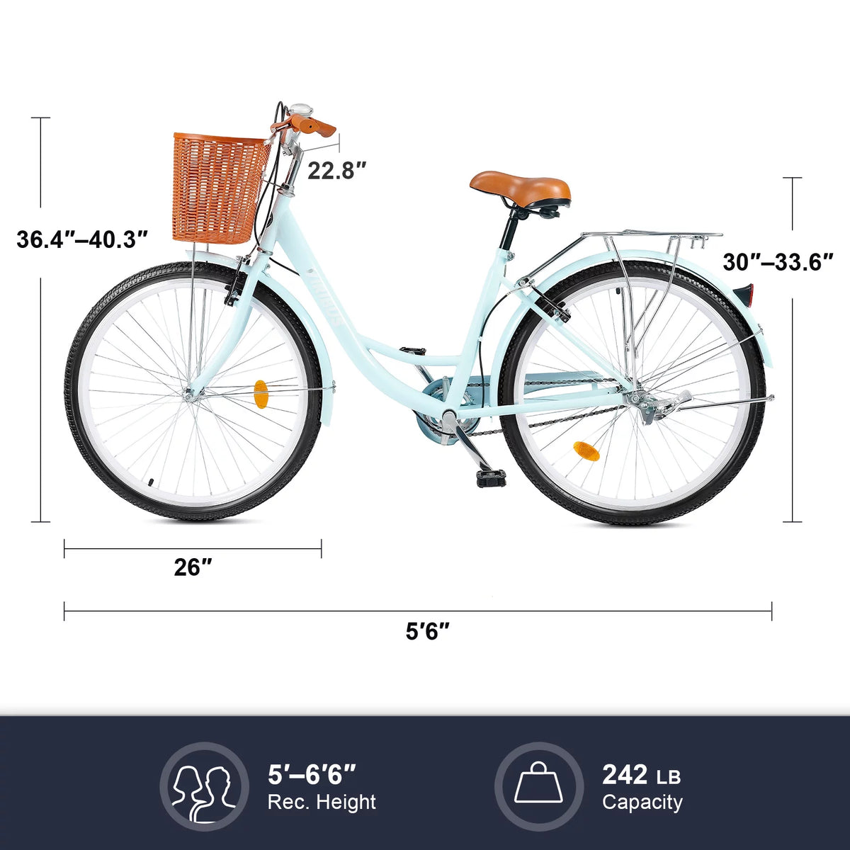 26 Inch Cruiser Bicycle with Basket Rack C186808