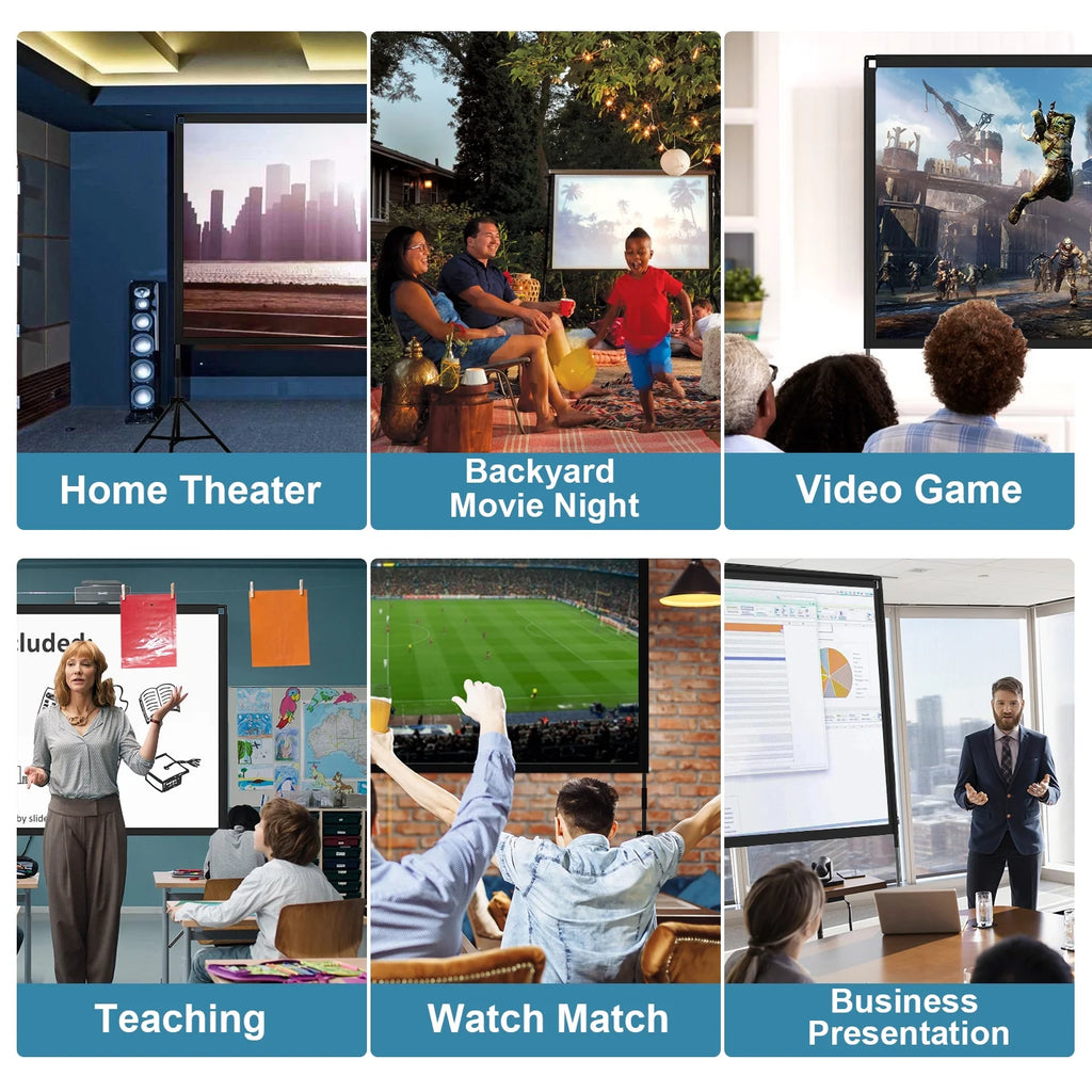 120inch 16:9 4K Wrinkle-Free Projector Screen with Stand and Carry Bag D90400