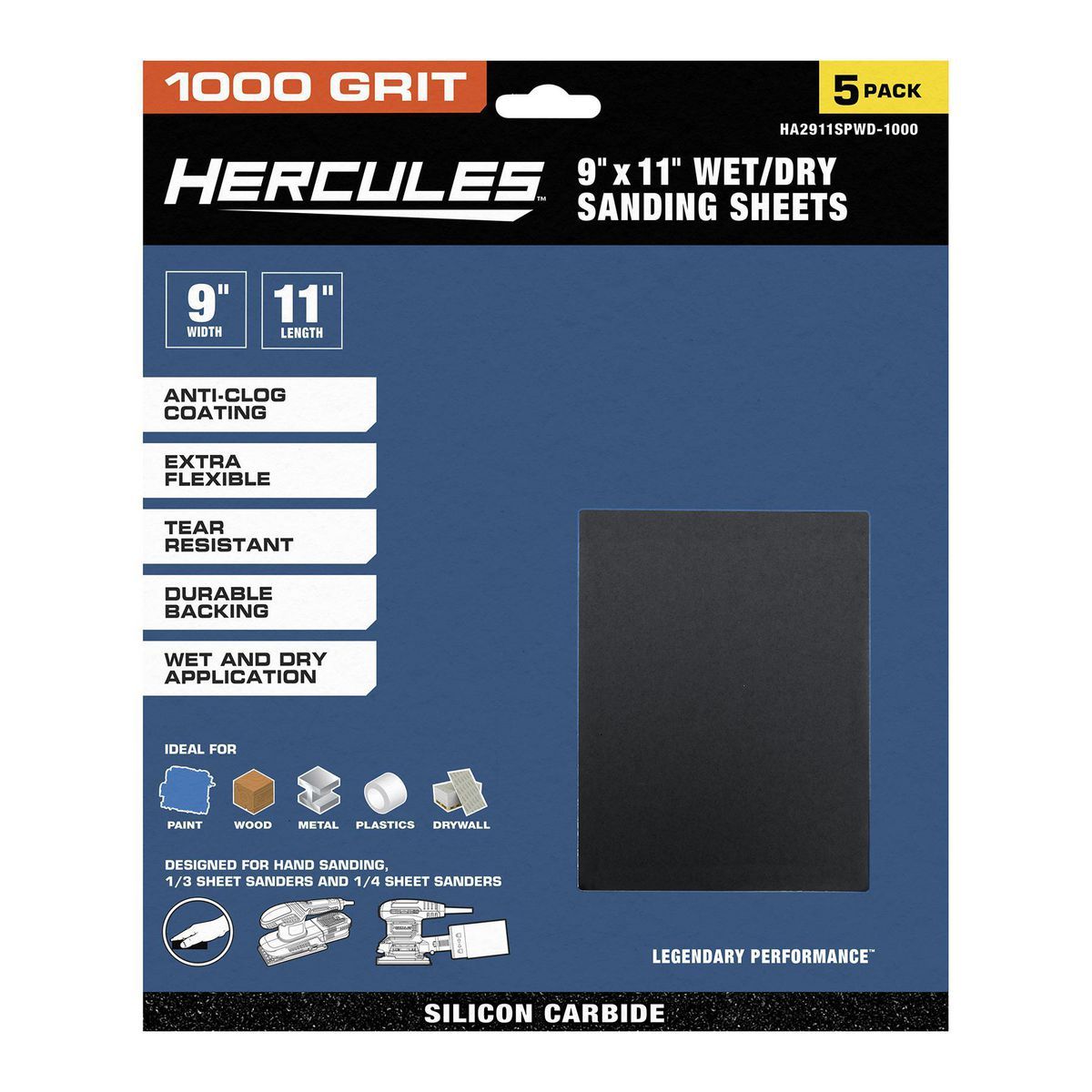 9 in. x 11 in. 1000-Grit Wet/Dry Sanding Sheets Silicon Carbide 5-Pack H62179