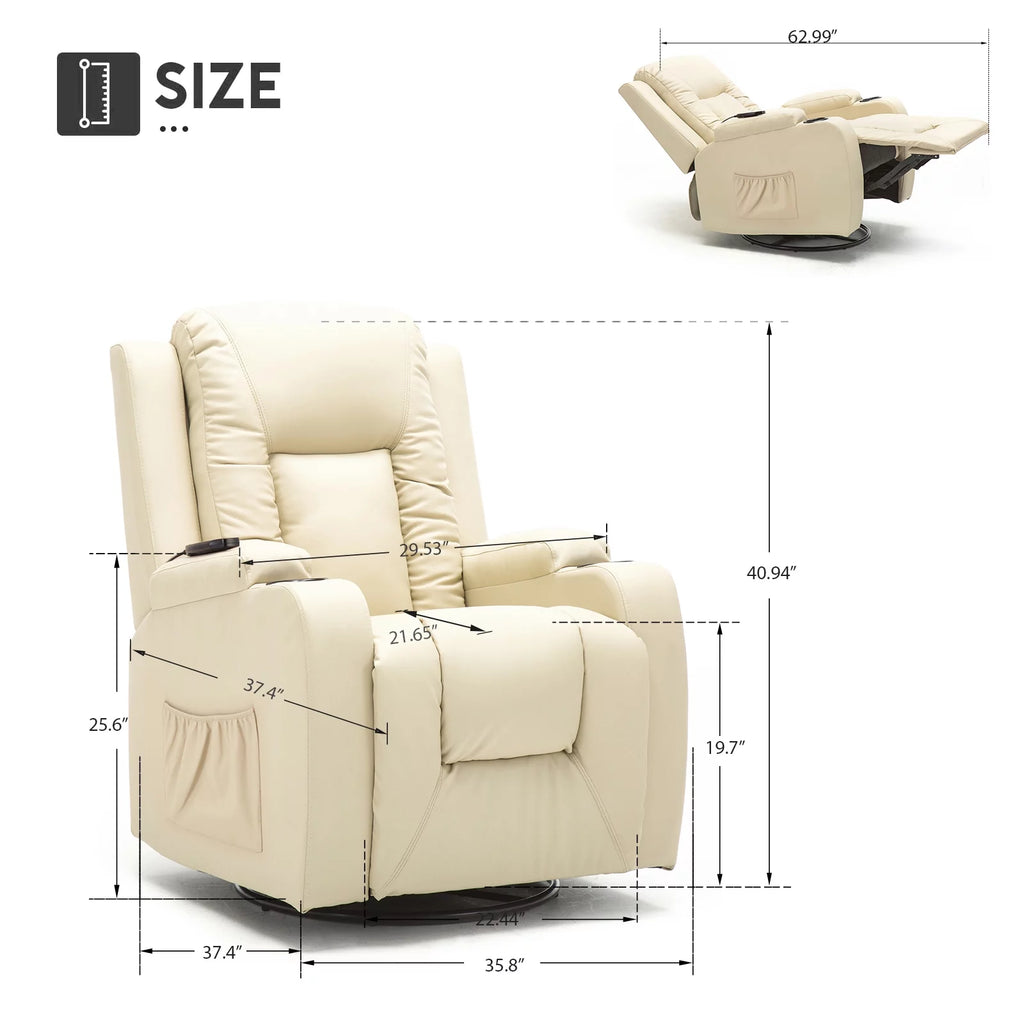 Black PU Leather Heated Massage Recliner Chair Y442