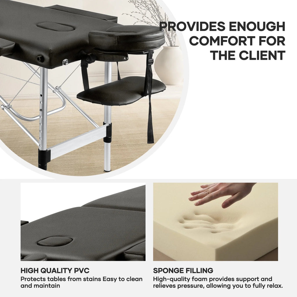 Portable 84 Inch Adjustable Folding Massage Table Black N447770