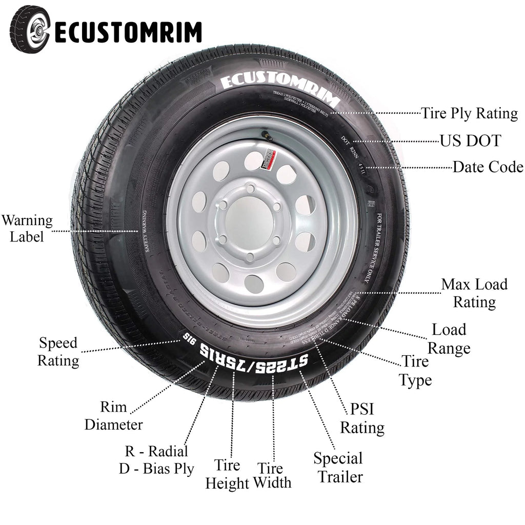 2-Pack Trailer Tire On Rim 480-12 5 Lug Galvanized Wheel M819176