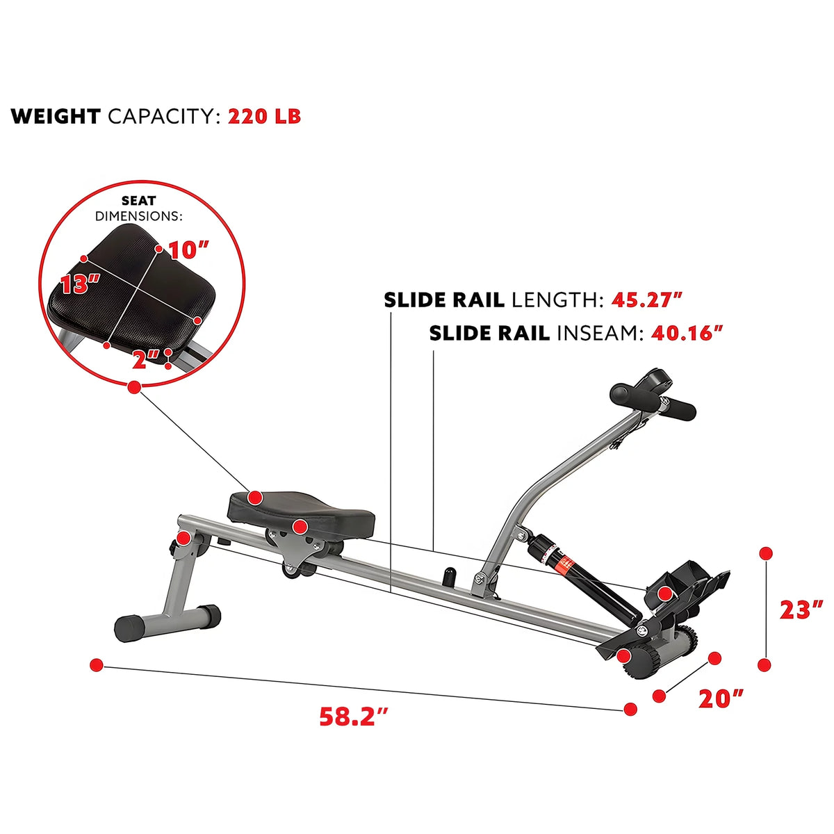 Rowing Machine with Adjustable Resistance and Digital Monitor H52584