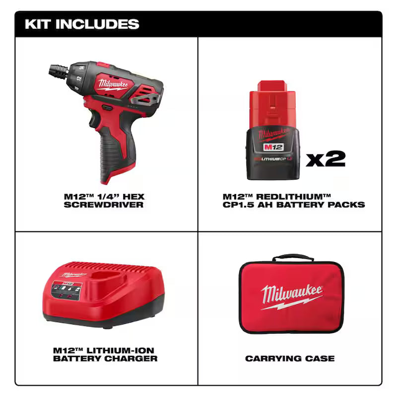 12V Cordless 1/4 in. Hex Screwdriver Kit with 72-Piece Bit Set S273756