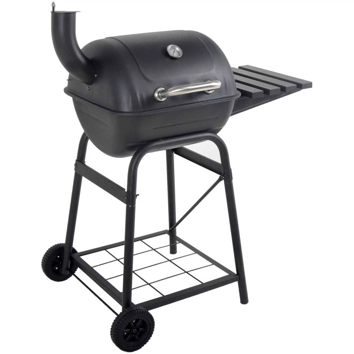 Steel Mini Barrel Charcoal Grill with Side Shelf, Black C655327