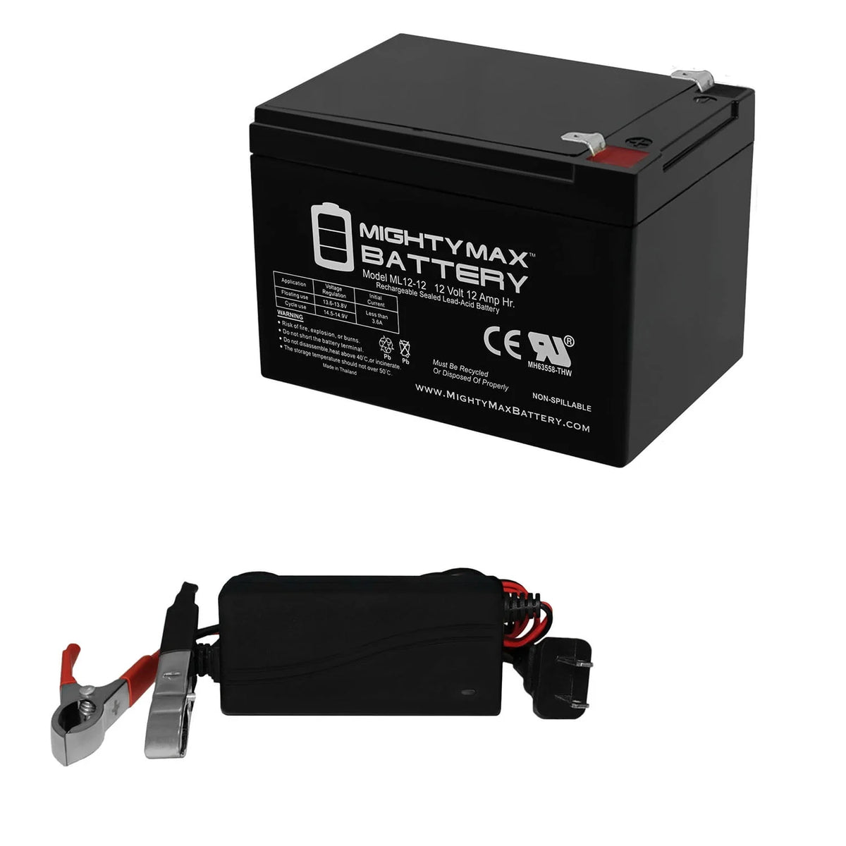 12V 12AH Battery with 12V 1A Charger L263