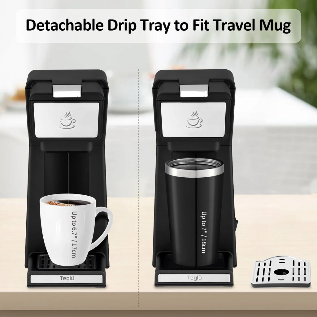 Slim Single Serve Coffee Maker 2 in 1, 14 Oz, Black L484
