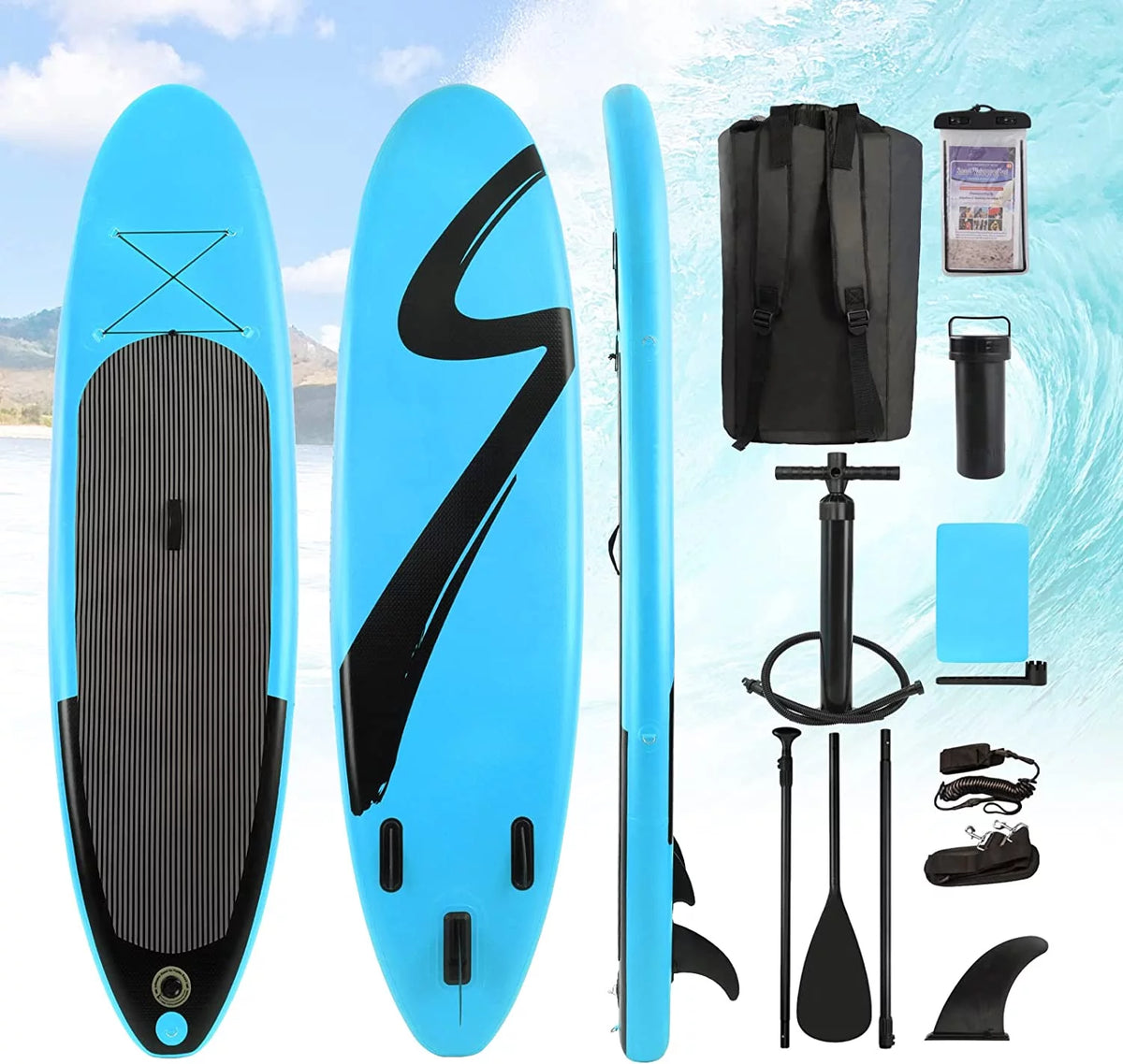 10' Inflatable Stand up Paddle Board with Paddle & Hand Pump S94010