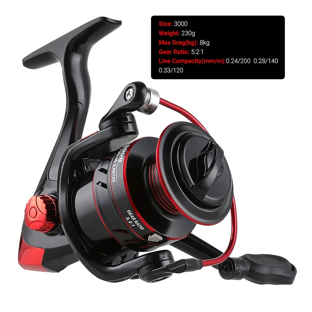 Lightweight 5.2:1 Gear Ratio Spinning Fishing Reel I30007