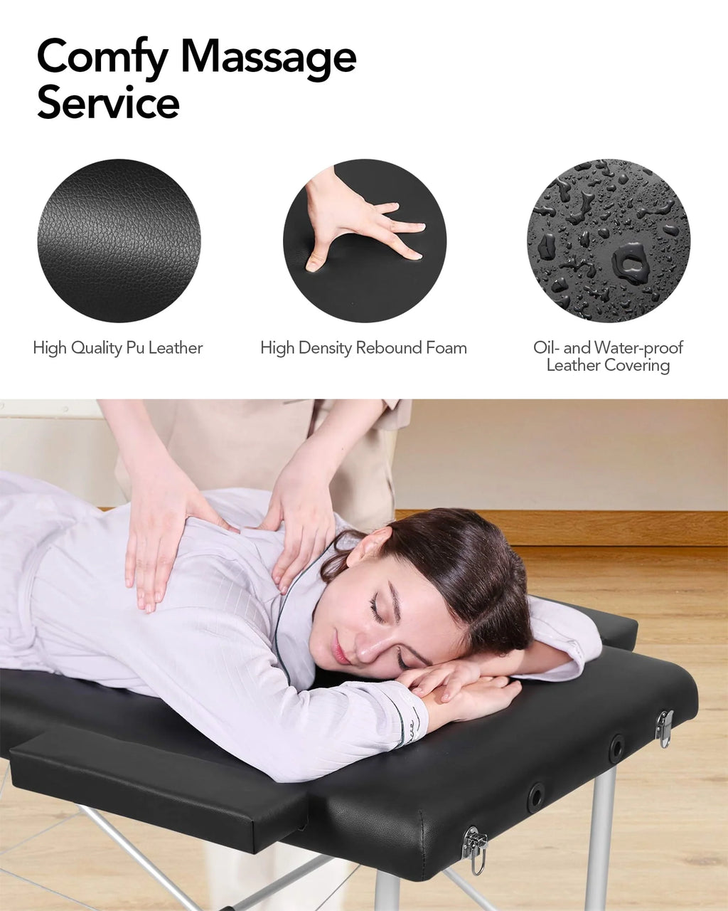 Portable 84 Inch Adjustable Folding Massage Table Black N447770