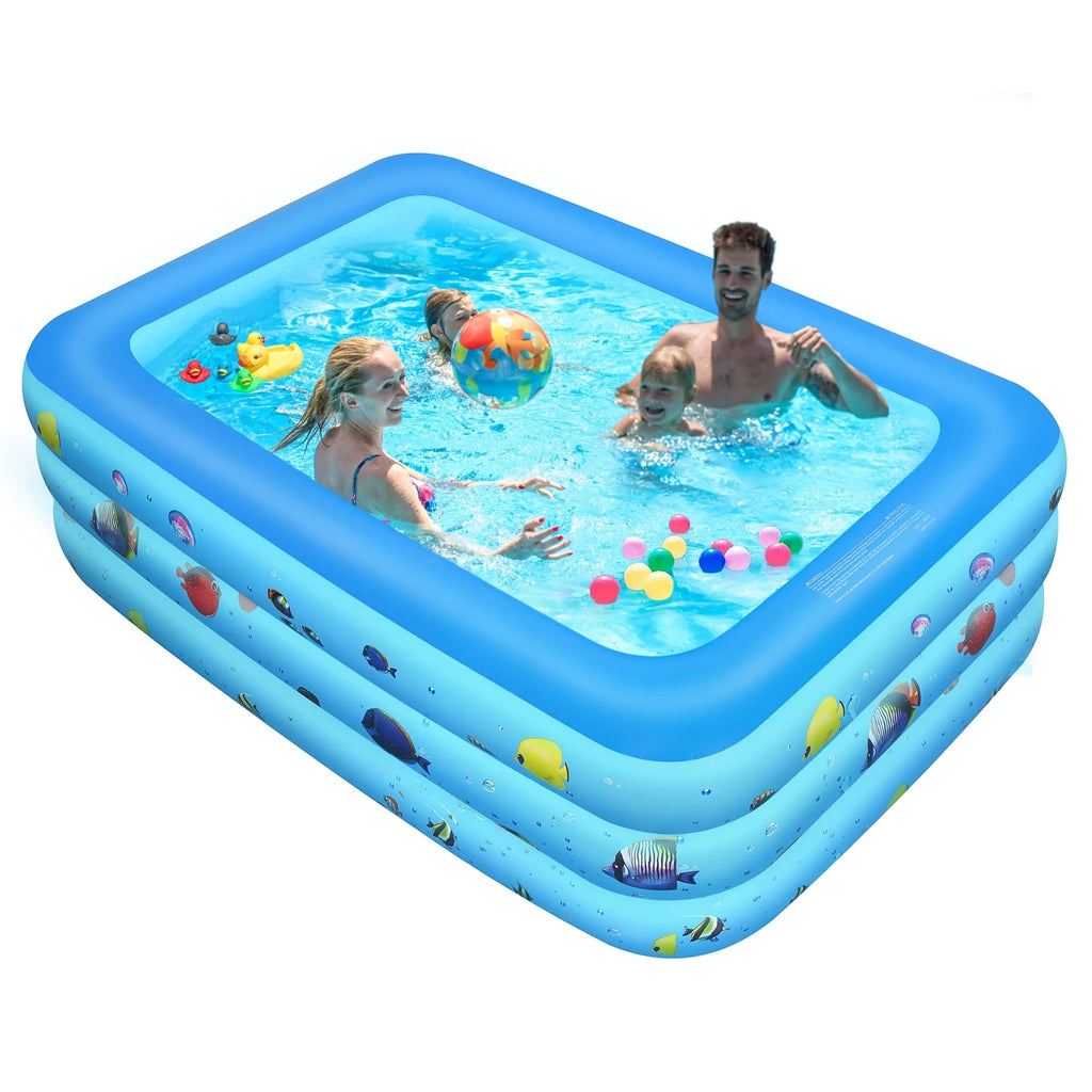 Inflatable Pool, Thickened Kiddie Pool, BPA-Free, 6.9 x 5 x 1.8 ft, Blue D730332