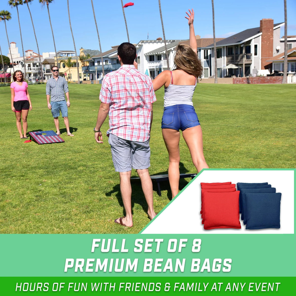 American Flag Cornhole Set with 8 Bean Bags T89188