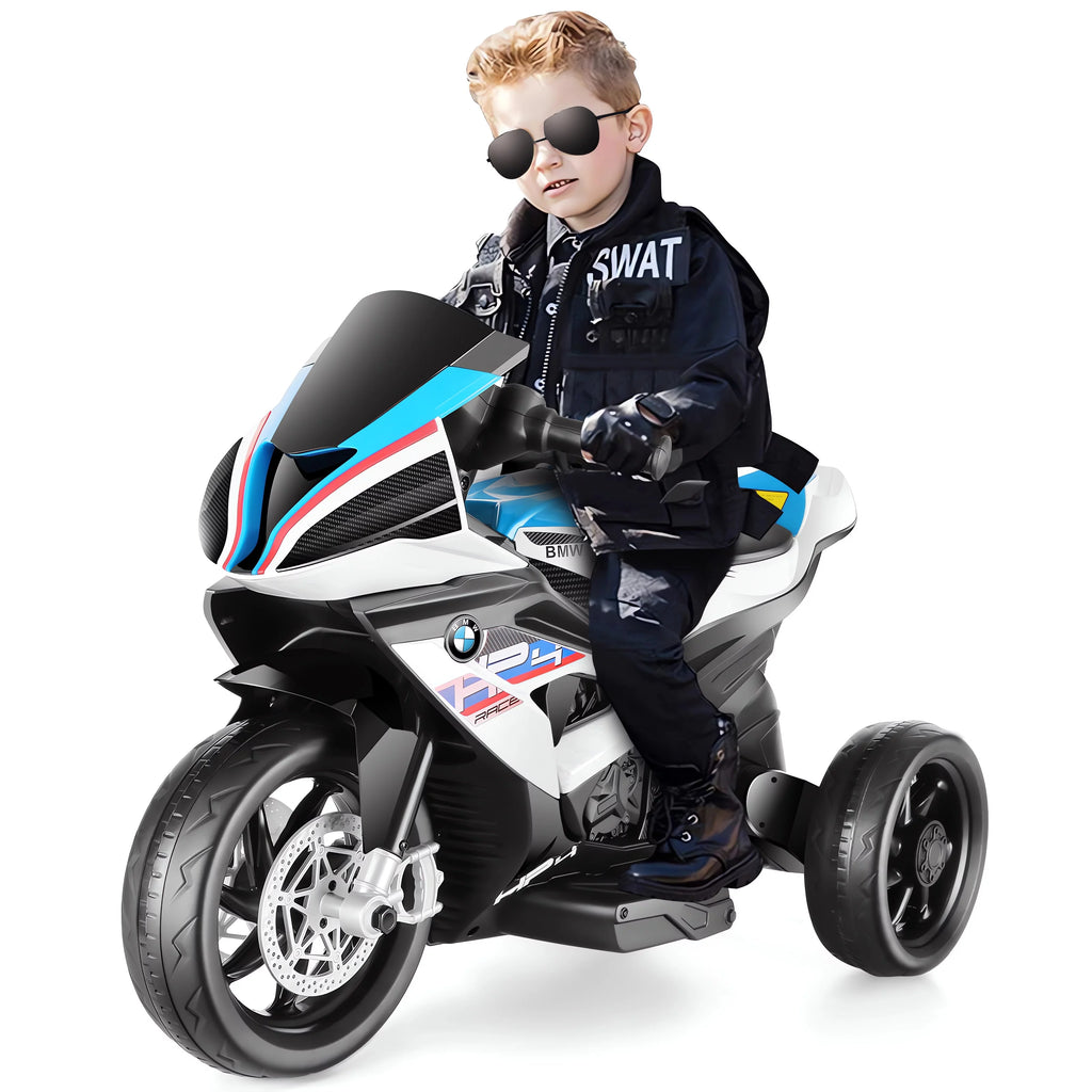 12V White 3 Wheels Kids Ride on Motorcycle D841778