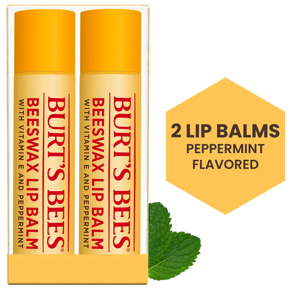 Moisturizing Lip Balm with Beeswax, Vitamin E & Peppermint Oil, 3 Count V27064