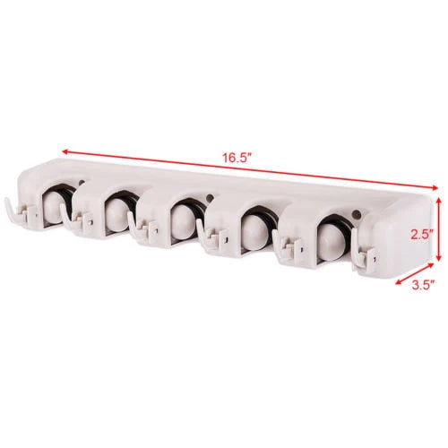 White Wall Mounted Mop & Broom Hanger D794
