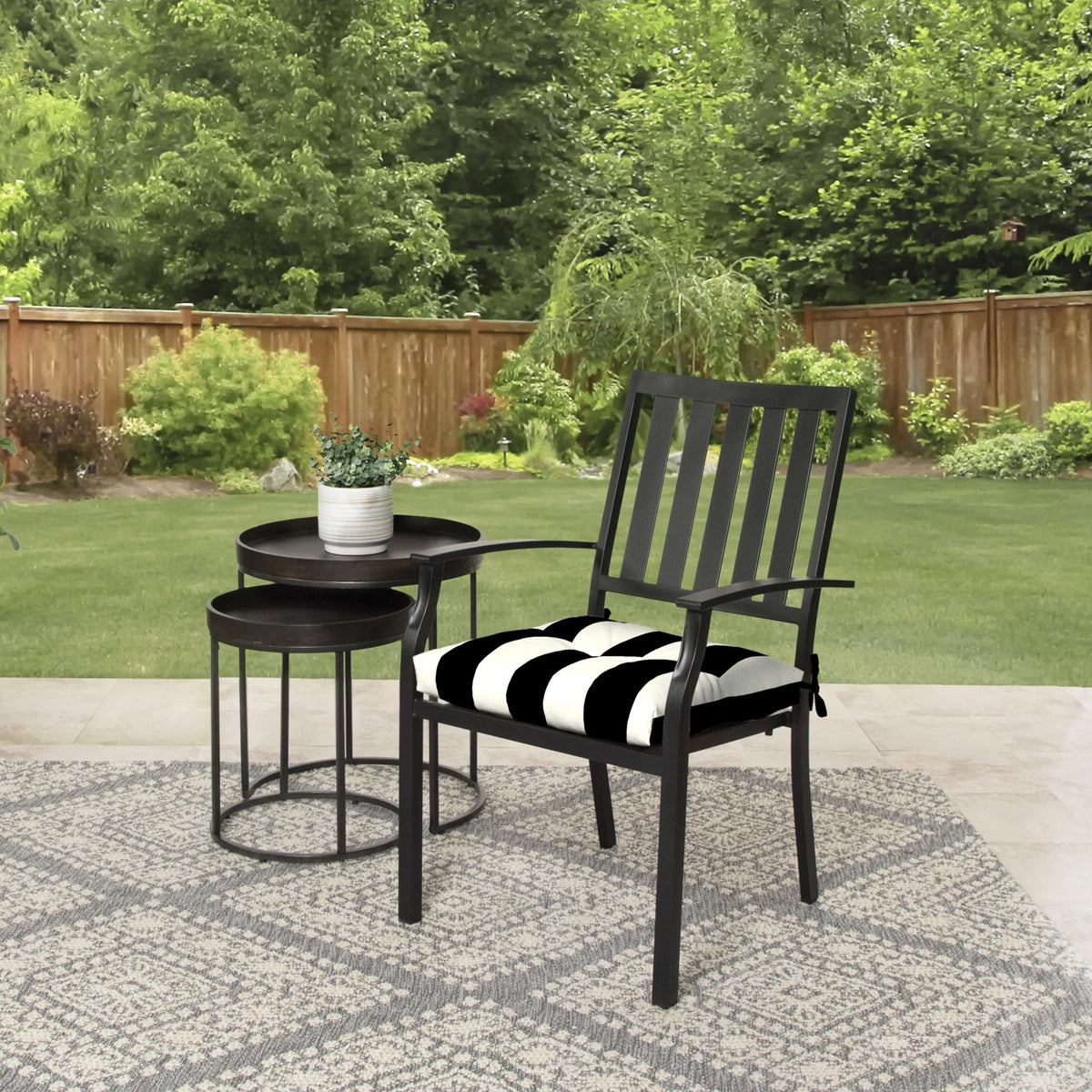 Black Stripe Outdoor Seat Cushion 2 Pack A643